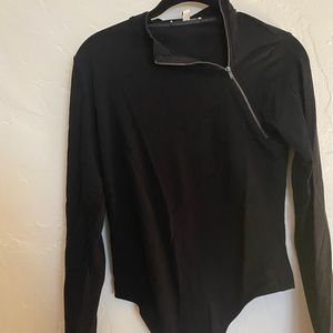 Express asymmetrical zipper bodysuit